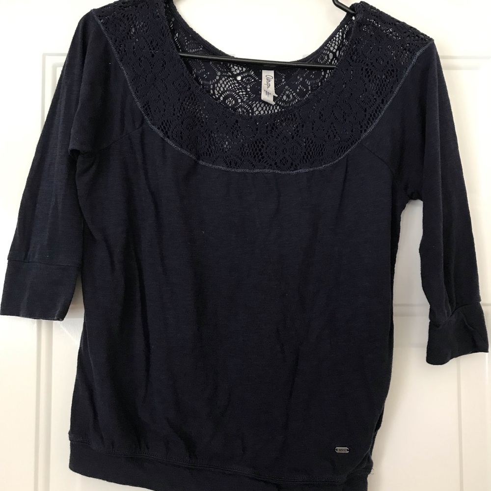 Aeropostale Navy 3/4 Sleeve with Lacey Trim